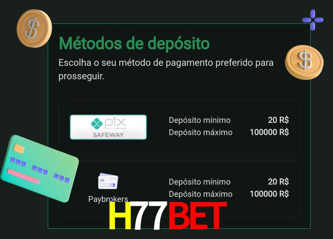 O cassino H77Bet oferece uma grande variedade de métodos de pagamento